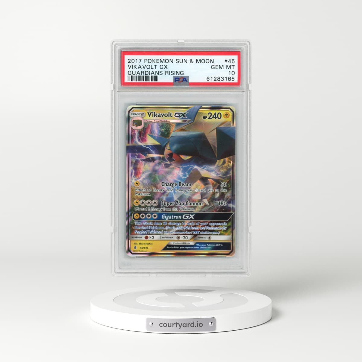 2017 Pokémon Sun & Moon Guardians Rising #45 Vikavolt GX - Holo (PSA 10 GEM MINT)