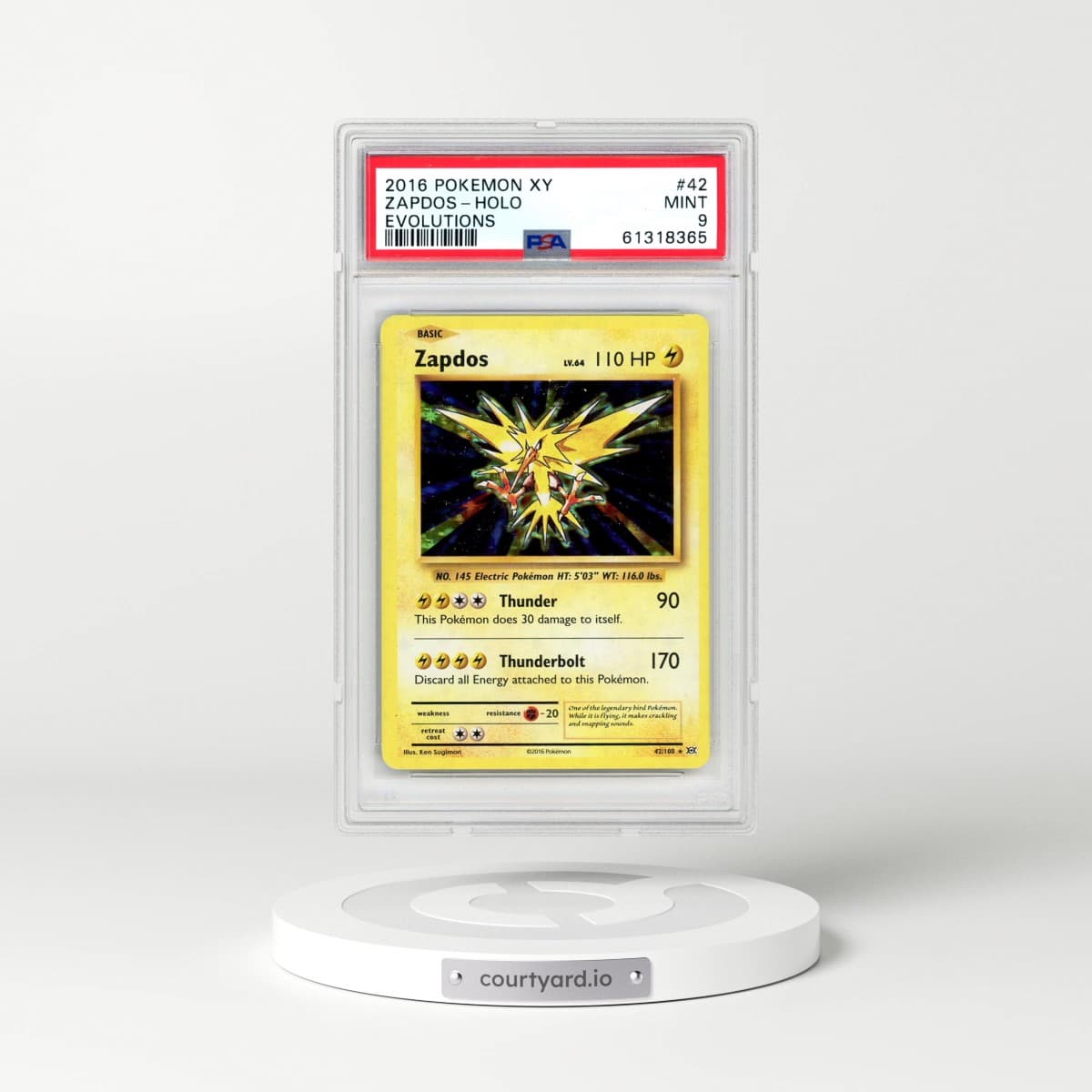 2016 Pokémon XY Evolutions #42 Zapdos - Holo (PSA 9 MINT)