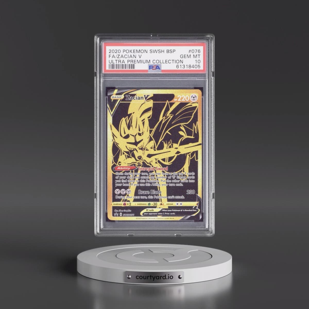2020 Pokémon Swsh Black Star Promo #076 Zacian V - Holo Full Art Ultra Premium Collection (PSA 10 GEM MINT)