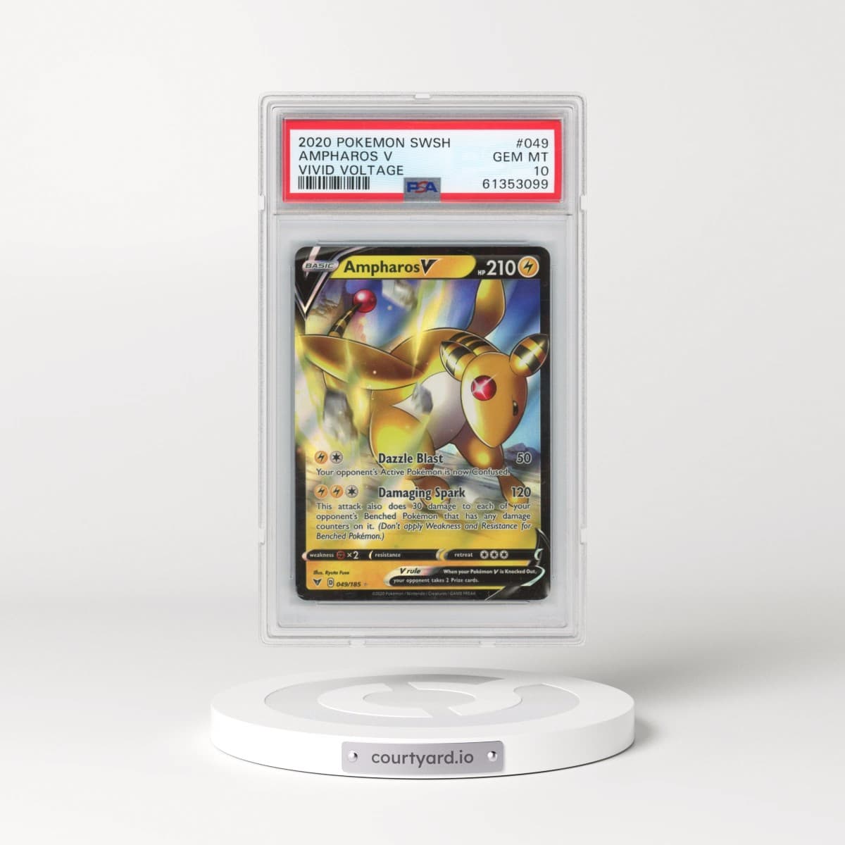 2020 Pokémon Sword & Shield Vivid Voltage #049 Ampharos V - Holo (PSA 10 GEM MINT)