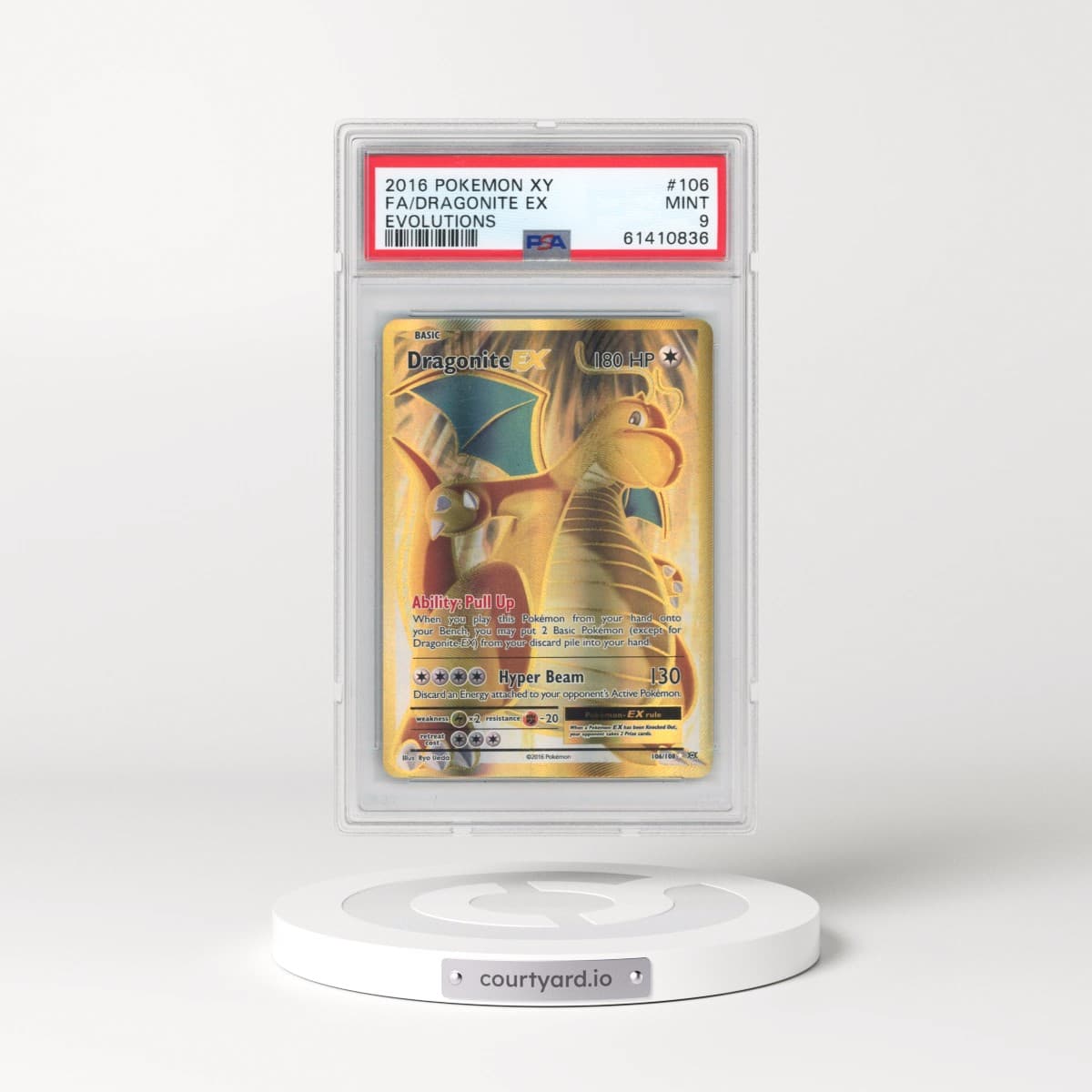 2016 Pokémon XY Evolutions #106 Dragonite EX - Holo Full Art (PSA 9 MINT)