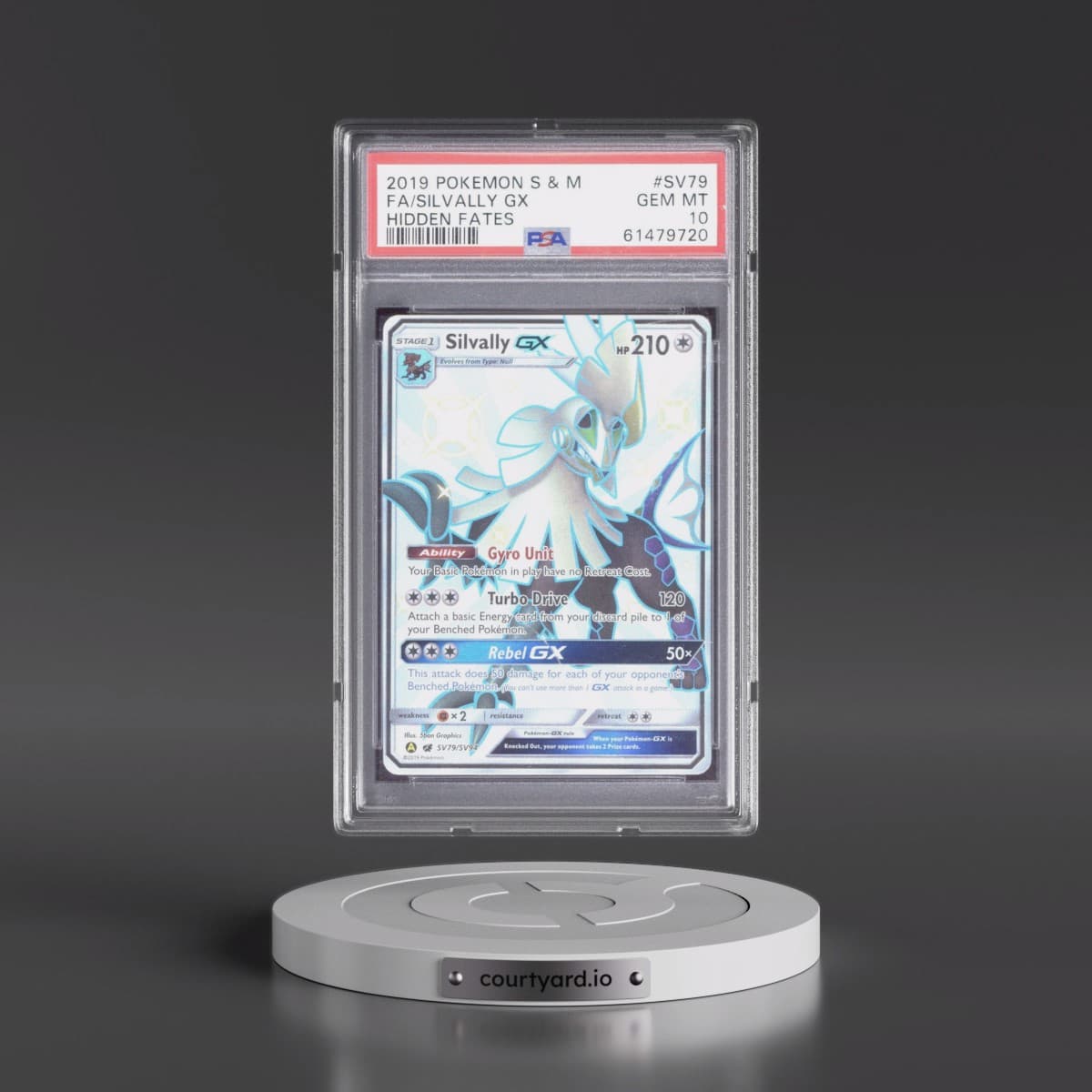 2019 Pokémon Sun & Moon Hidden Fates #SV79 Silvally GX - Holo Full Art (PSA 10 GEM MINT)