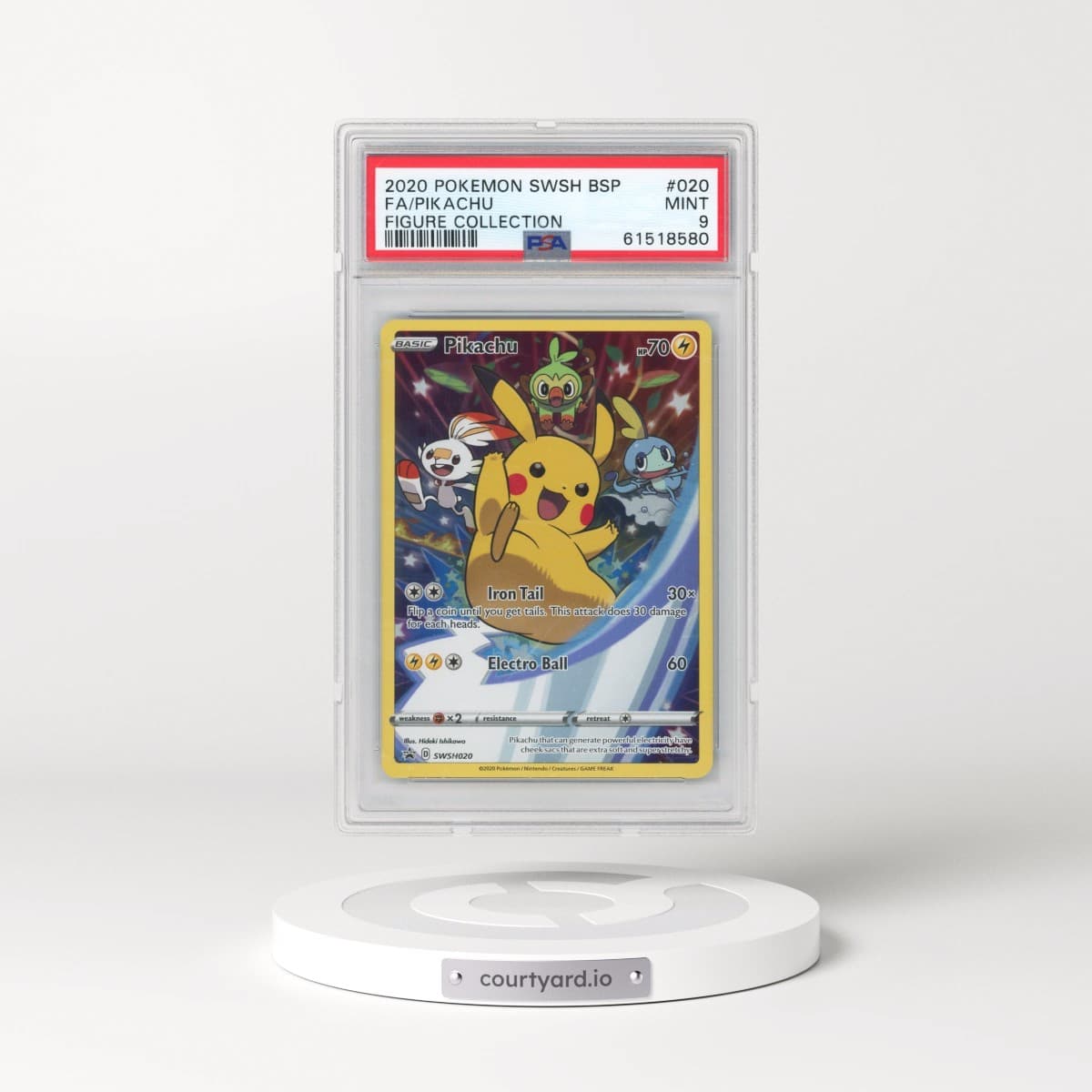 2020 Pokémon Swsh Black Star Promo #020 Pikachu - Full Art Figure Collection (PSA 9 MINT)