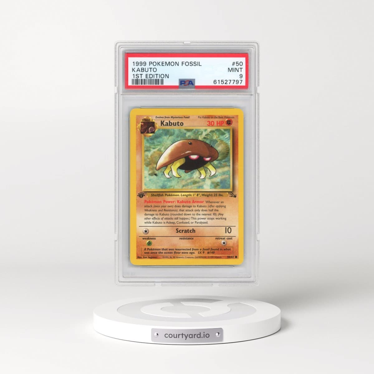 1999 Pokémon Fossil #50 Kabuto - 1st Edition (PSA 9 MINT)