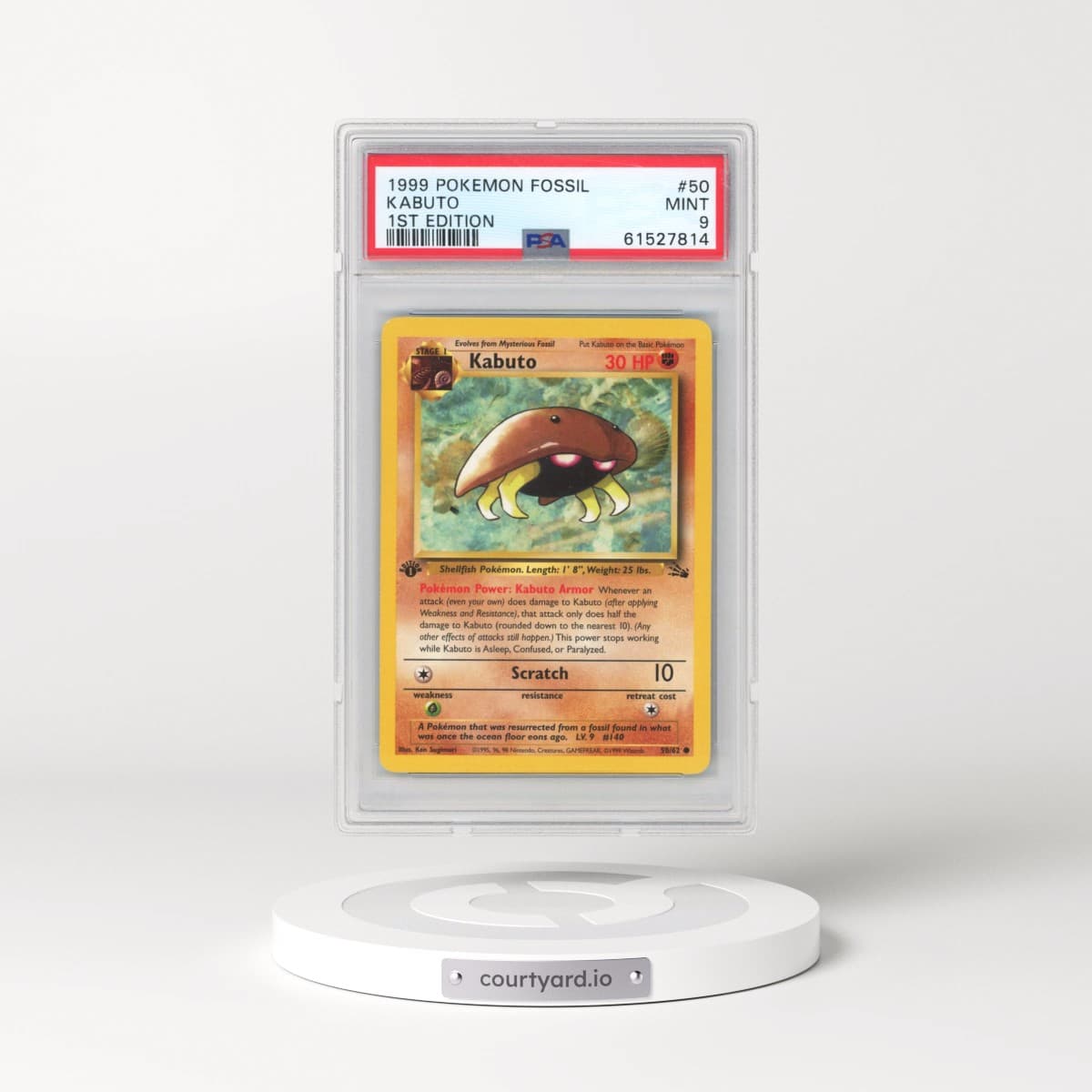 1999 Pokémon Fossil #50 Kabuto - 1st Edition (PSA 9 MINT)