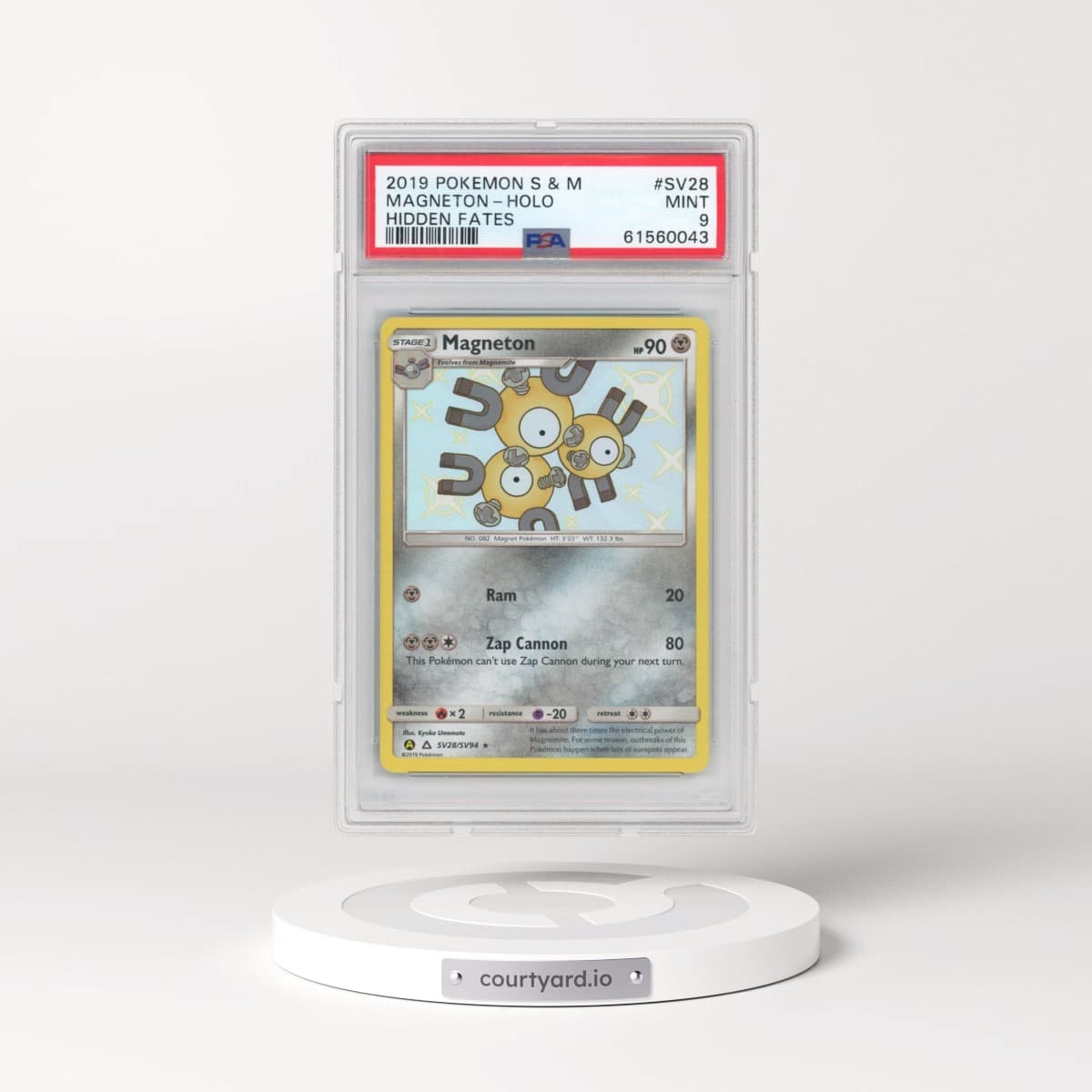 2019 Pokémon Sun & Moon Hidden Fates #SV28 Magneton - Holo (PSA 9 MINT)