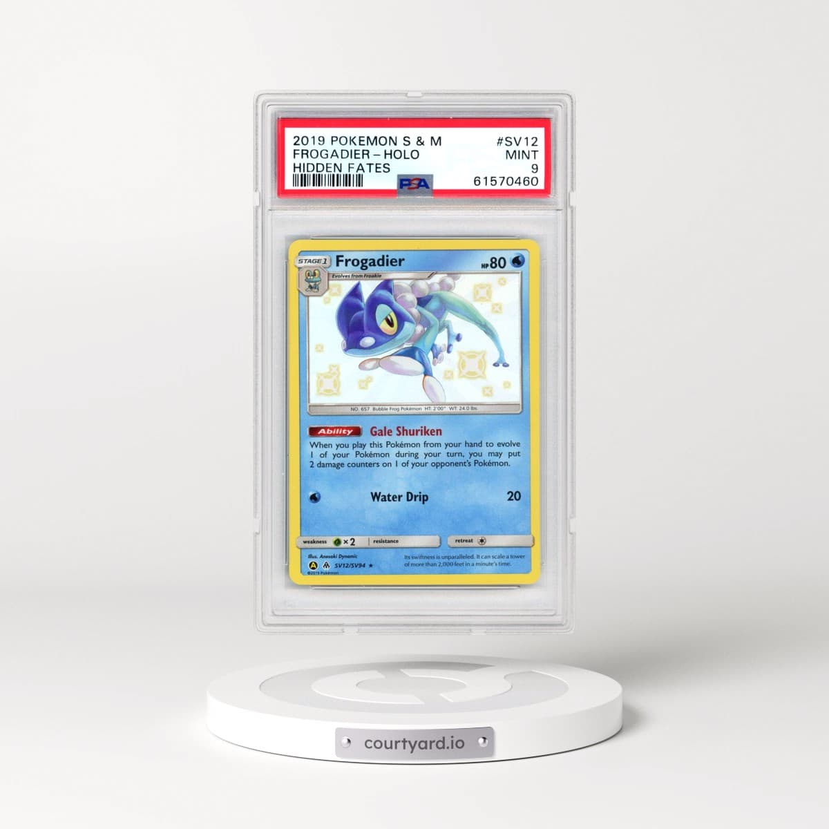 2019 Pokémon Sun & Moon Hidden Fates #SV12 Frogadier - Holo (PSA 9 MINT)