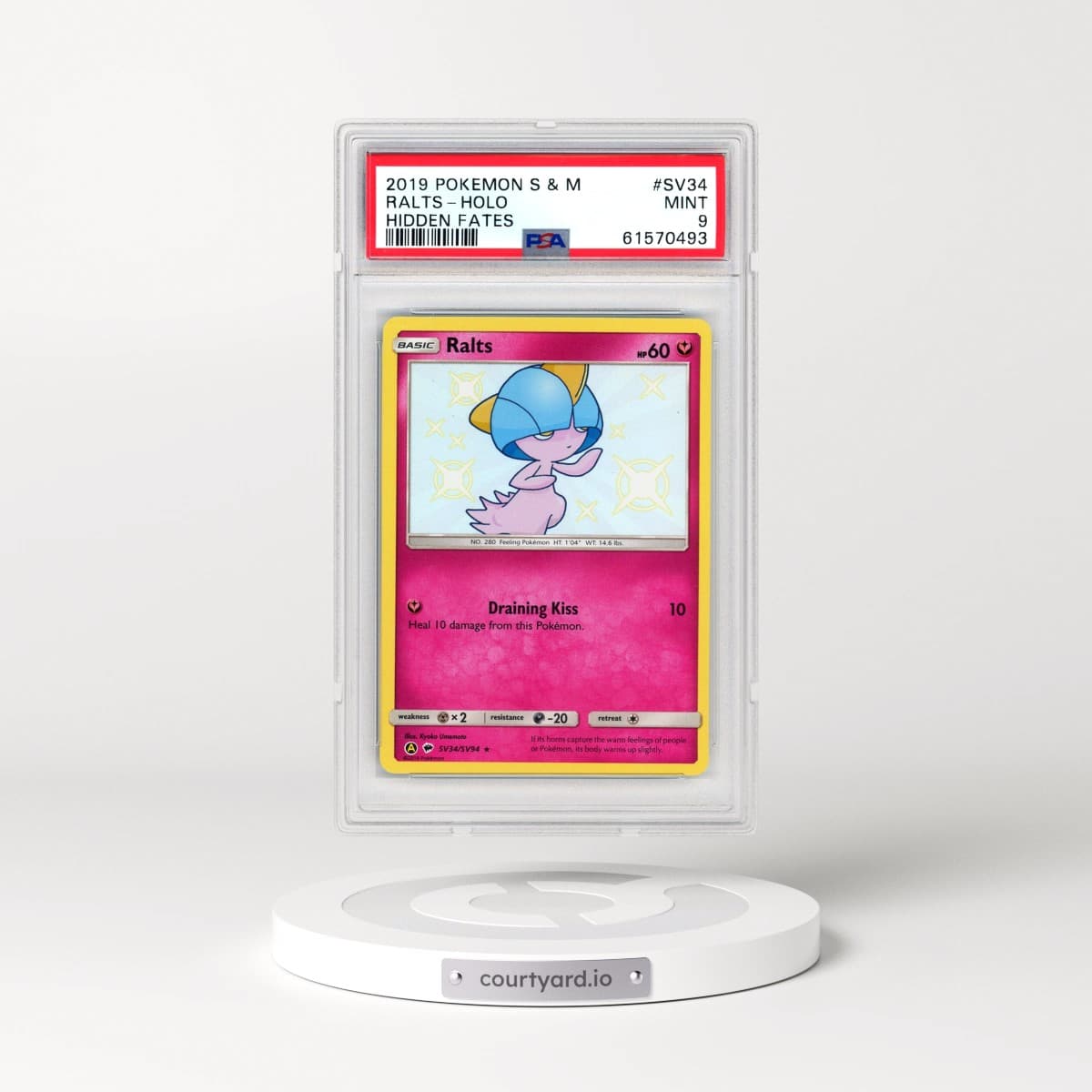 2019 Pokémon Sun & Moon Hidden Fates #SV34 Ralts - Holo (PSA 9 MINT)