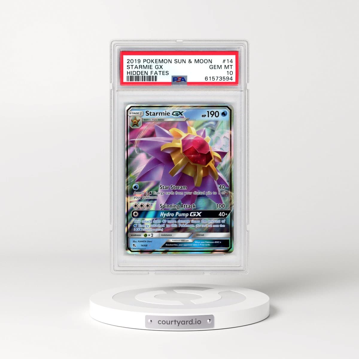 2019 Pokémon Sun & Moon Hidden Fates #14 Starmie GX - Holo (PSA 10 GEM MINT)