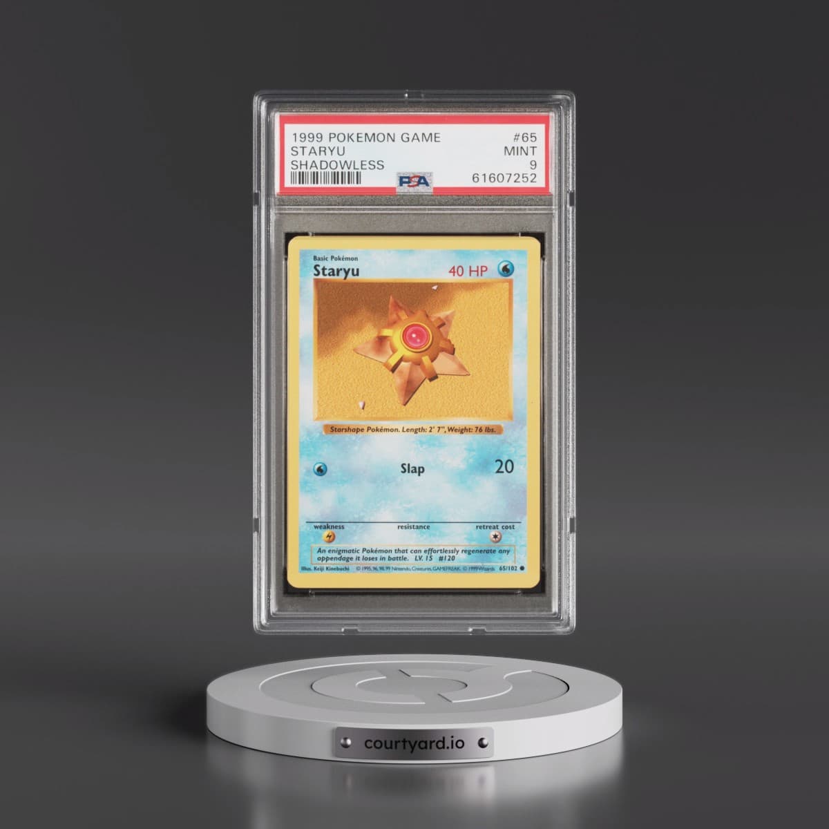 1999 Pokémon Game #65 Staryu - Shadowless (PSA 9 MINT)