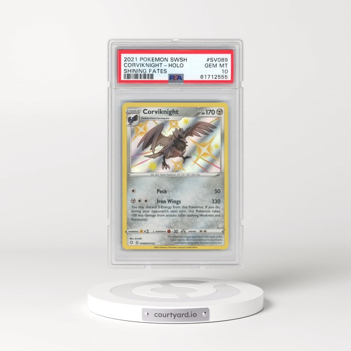 2021 Pokémon Sword & Shield Shining Fates #SV089 Corviknight - Holo (PSA 10 GEM MINT)