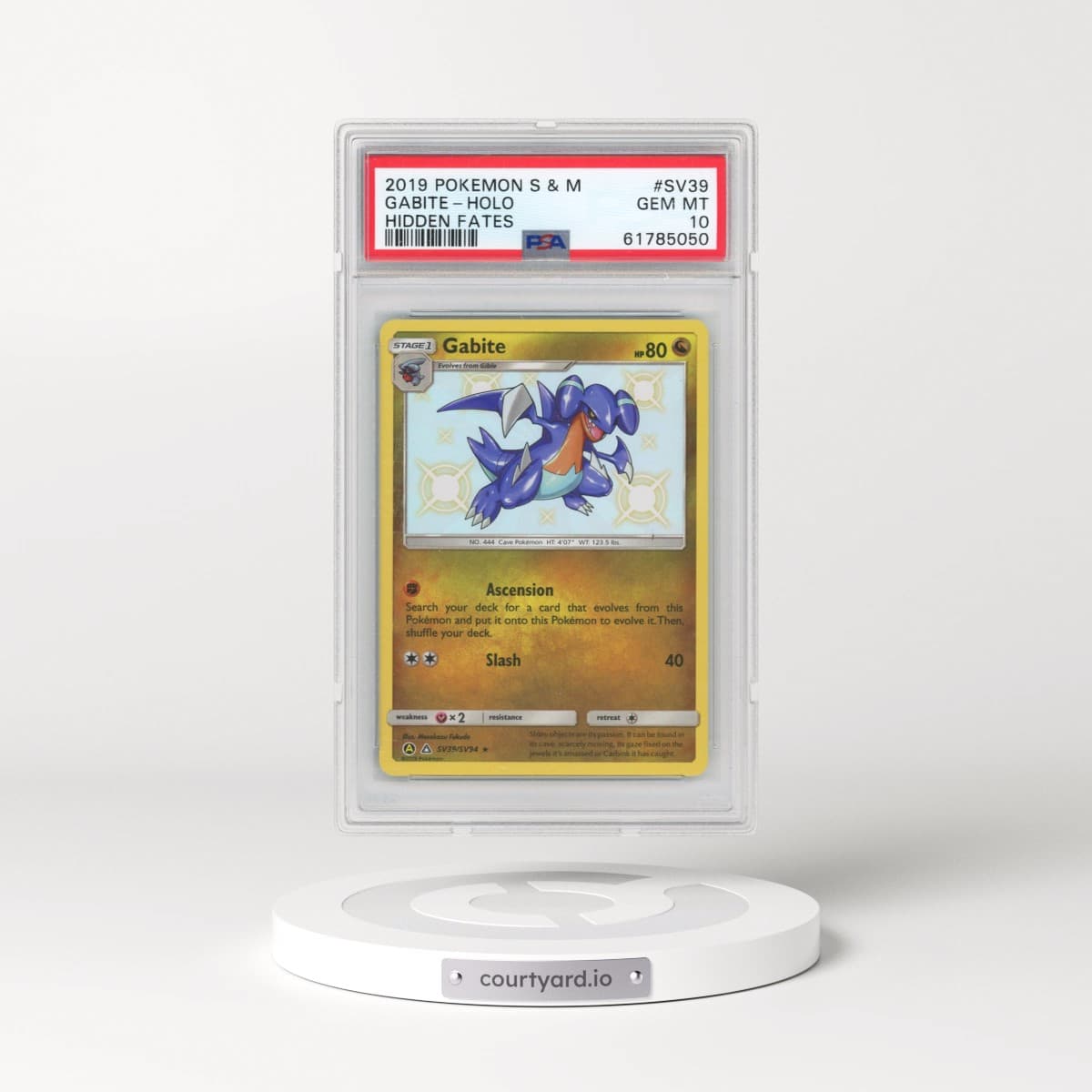 2019 Pokémon Sun & Moon Hidden Fates #SV39 Gabite - Holo (PSA 10 GEM MINT)