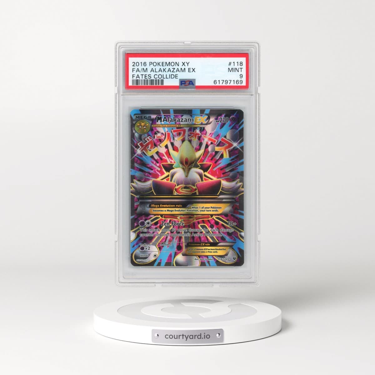 2016 Pokémon XY Fates Collide #118 M Alakazam EX - Holo Full Art (PSA 9 MINT)