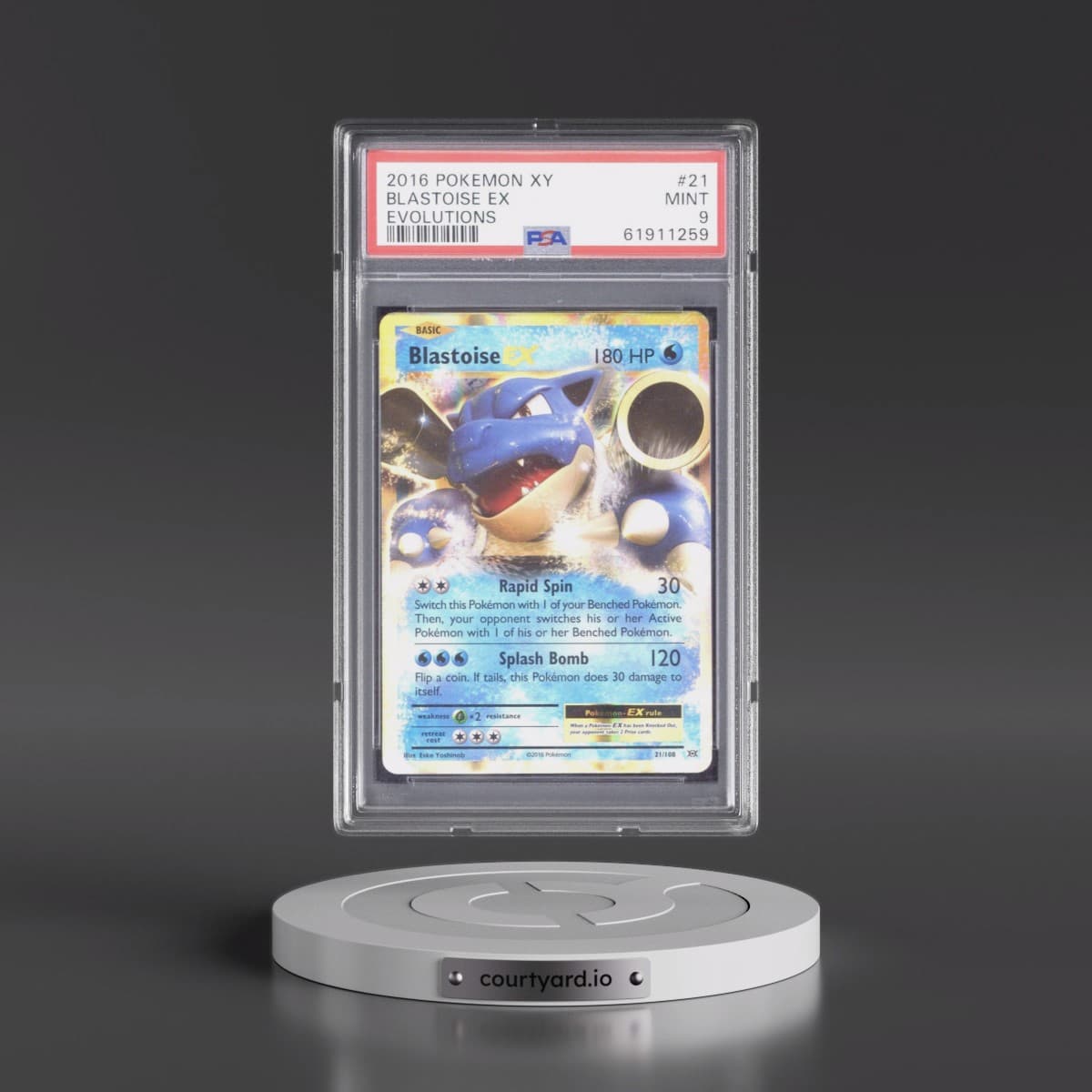 2016 Pokémon XY Evolutions #21 Blastoise EX - Holo (PSA 9 MINT)