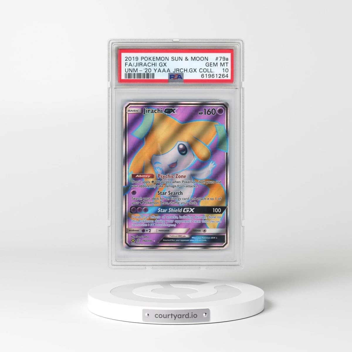 2019 Pokémon Sun & Moon Unified Minds #79a Jirachi GX - Holo Full Art 2020 Yellow A Alternate Art Jirachi GX Collection (PSA 10 GEM MINT)