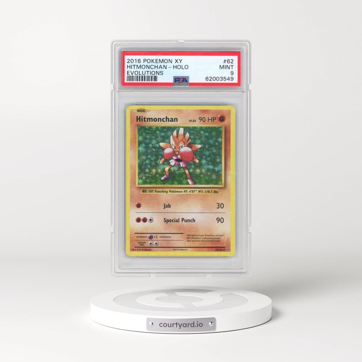 2016 Pokémon XY Evolutions #62 Hitmonchan - Holo (PSA 9 MINT)