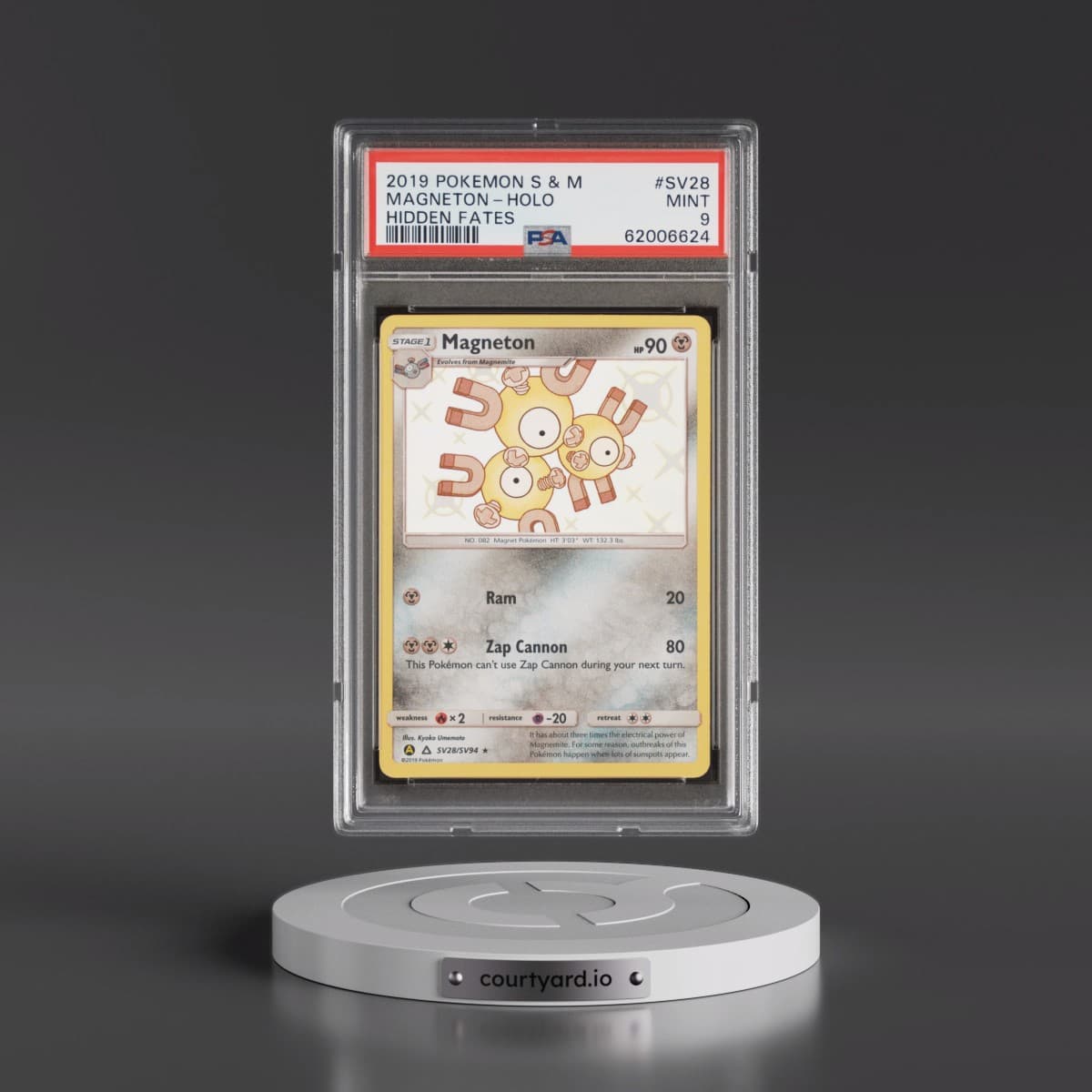 2019 Pokémon Sun & Moon Hidden Fates #SV28 Magneton - Holo (PSA 9 MINT)
