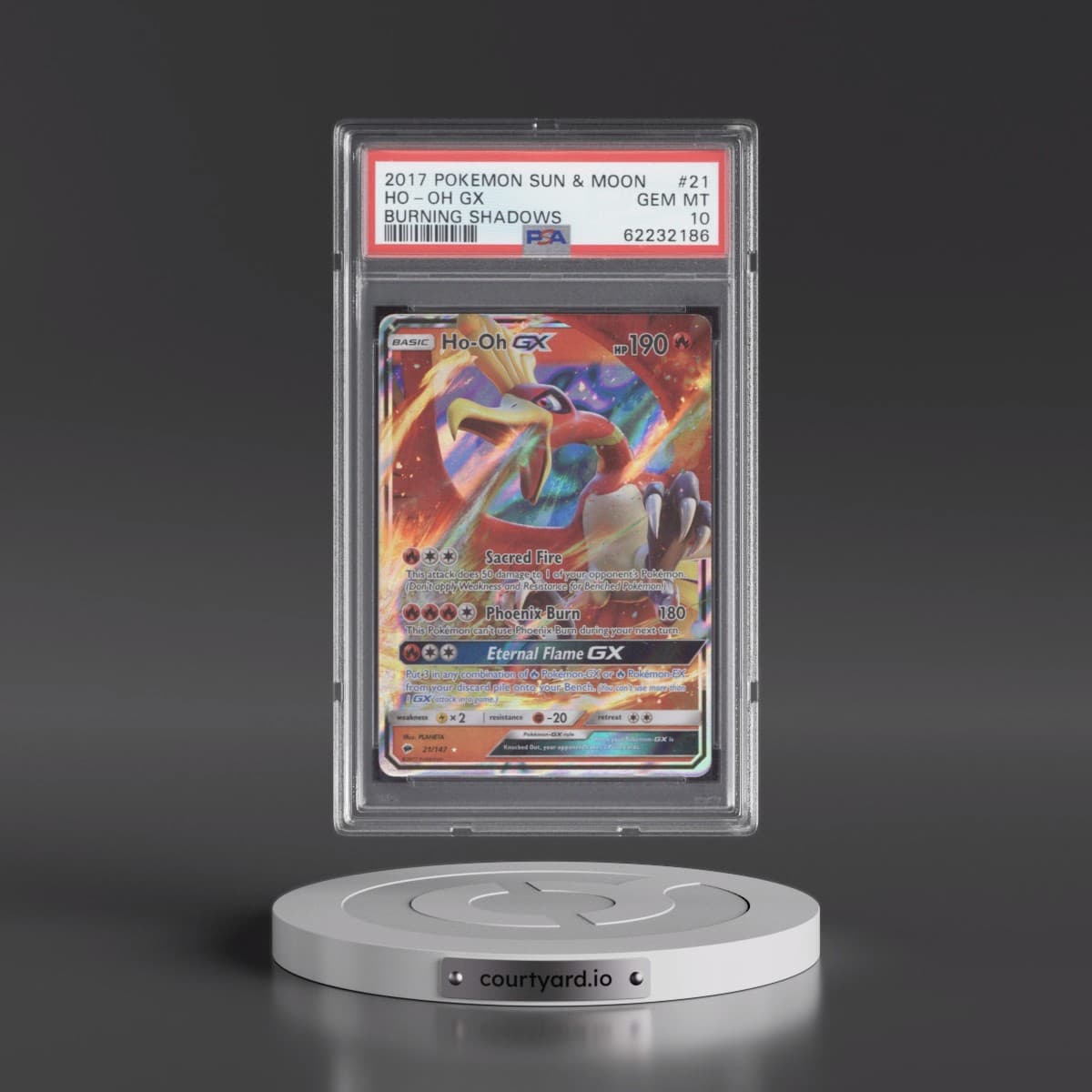 2017 Pokémon Sun & Moon Burning Shadows #21 HO-Oh GX - Holo (PSA 10 GEM MINT)