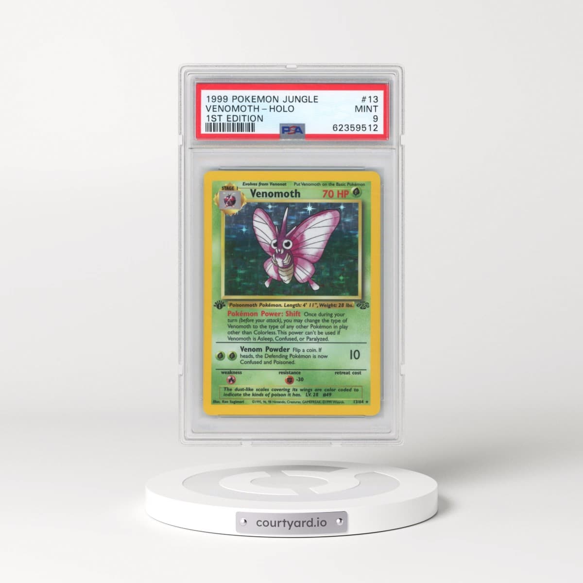 1999 Pokémon Jungle #13 Venomoth - 1st Edition Holo (PSA 9 MINT)