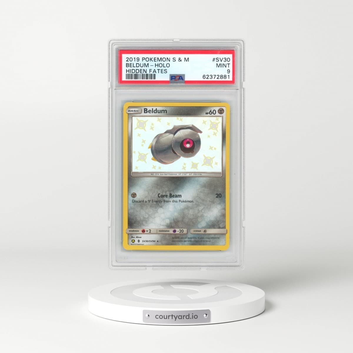 2019 Pokémon Sun & Moon Hidden Fates #SV30 Beldum - Holo (PSA 9 MINT)