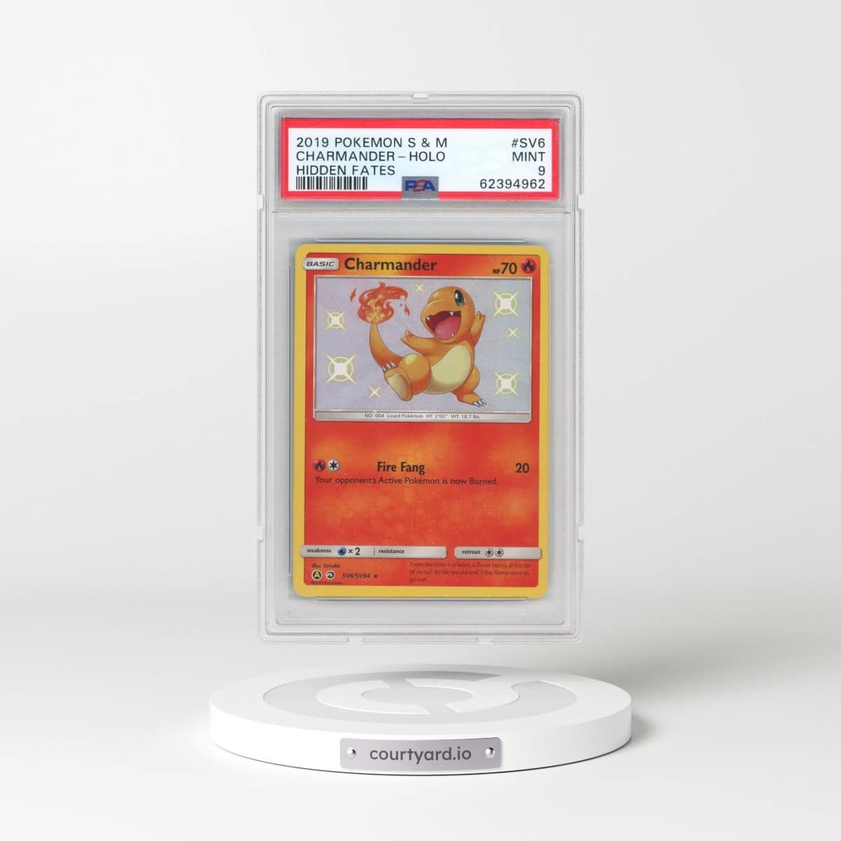 2019 Pokémon Sun & Moon Hidden Fates #SV6 Charmander - Holo (PSA 9 MINT)