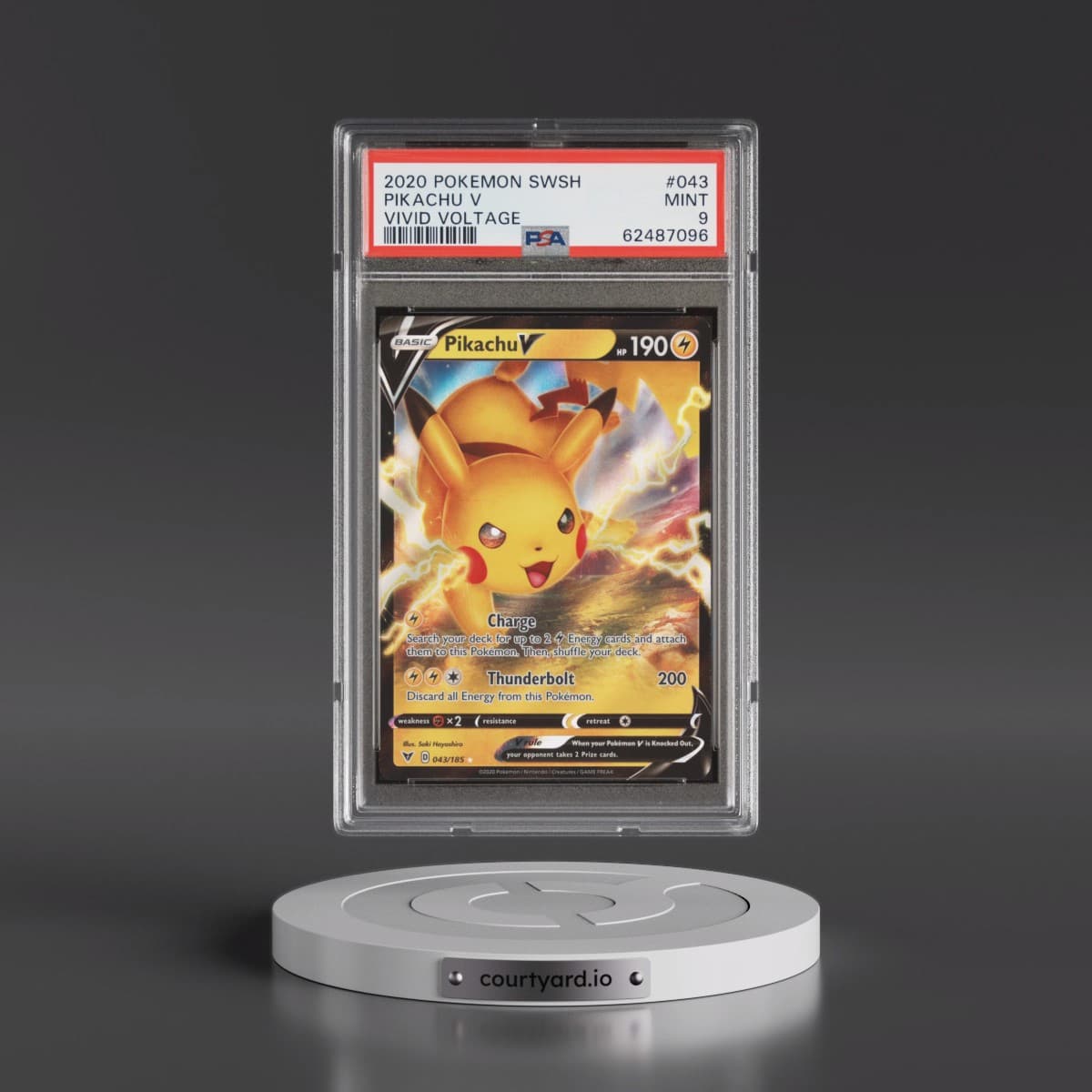 2020 Pokémon Sword & Shield Vivid Voltage #043 Pikachu V - Holo (PSA 9 MINT)
