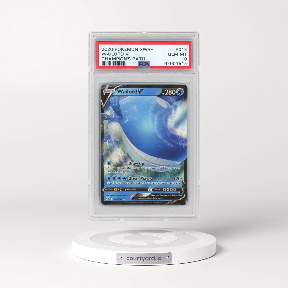 2020 Pokémon Sword & Shield Champion's Path #013 Wailord V - Holo (PSA 10 GEM MINT)