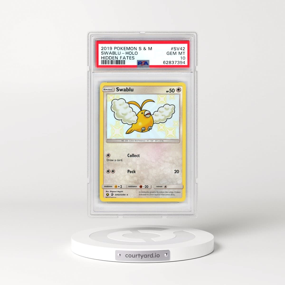 2019 Pokémon Sun & Moon Hidden Fates #SV42 Swablu - Holo (PSA 10 GEM MINT)