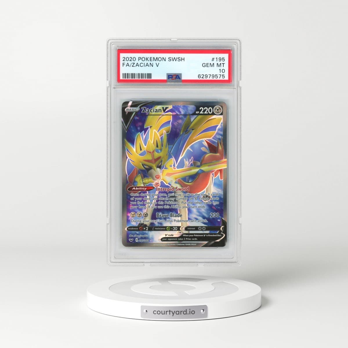 2020 Pokémon Sword & Shield #195 Zacian V - Holo Full Art (PSA 10 GEM MINT)
