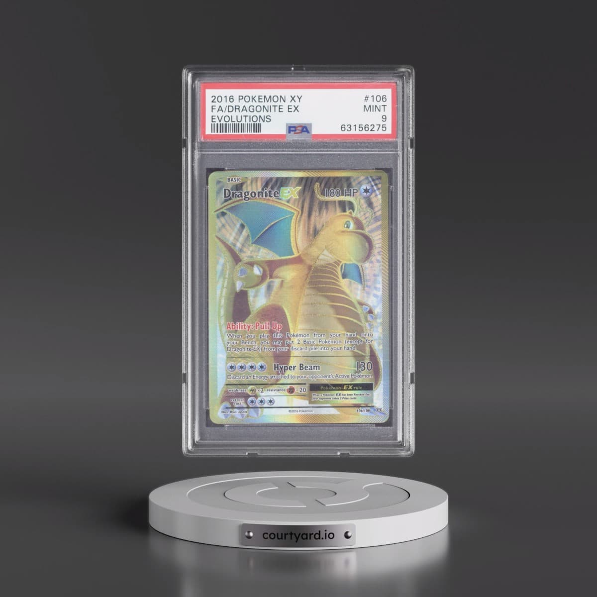 2016 Pokémon XY Evolutions #106 Dragonite EX - Holo Full Art (PSA 9 MINT)