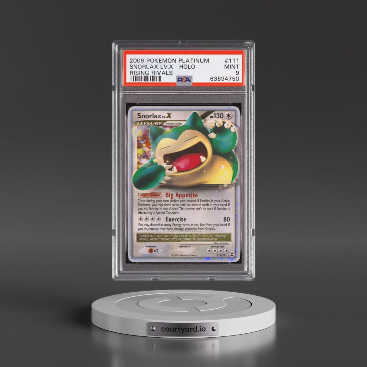 2009 Pokémon Platinum Rising Rivals #111 Snorlax LV.X - Holo (PSA 9 MINT)