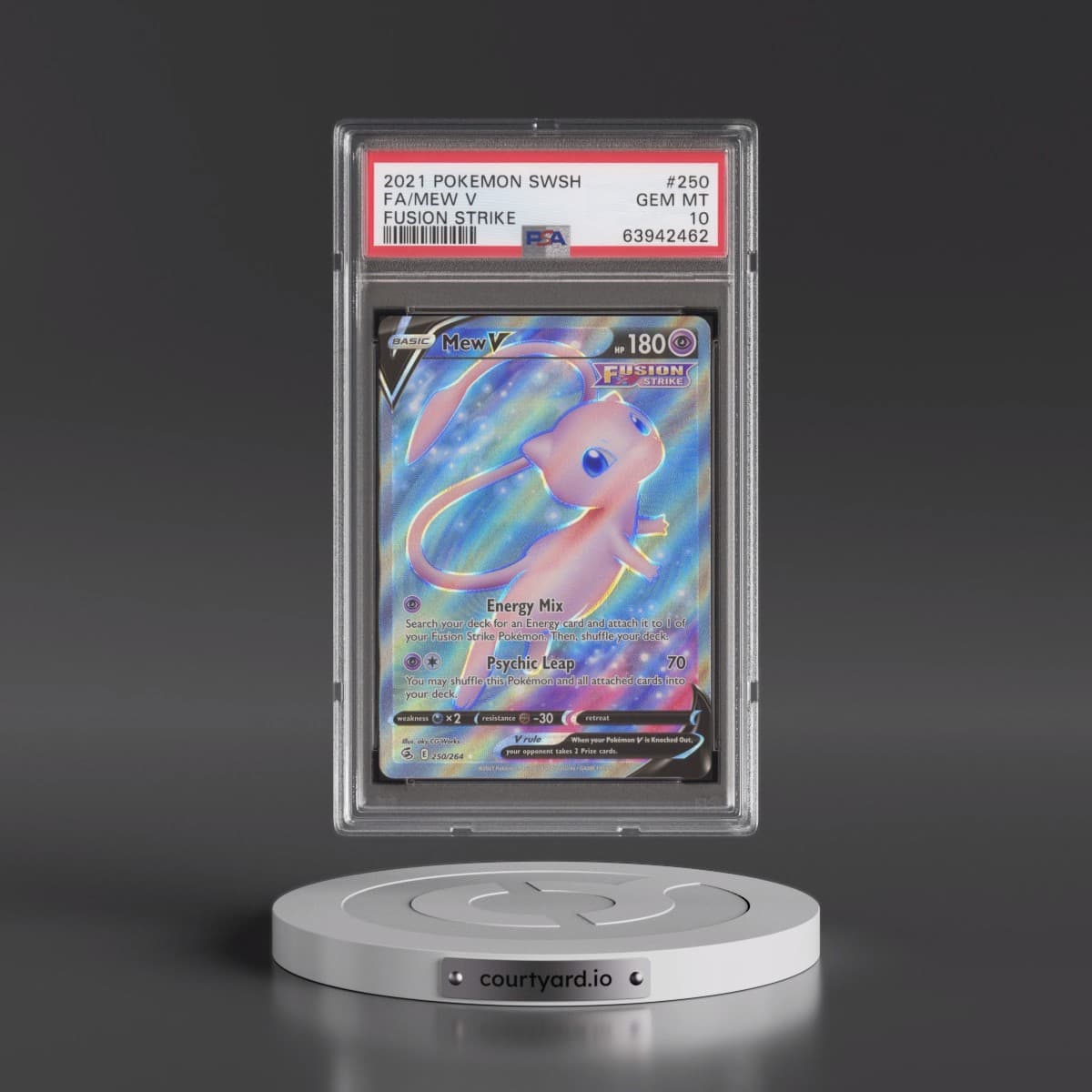 2021 Pokémon Sword & Shield Fusion Strike #250 Mew V - Holo Full Art (PSA 10 GEM MINT)