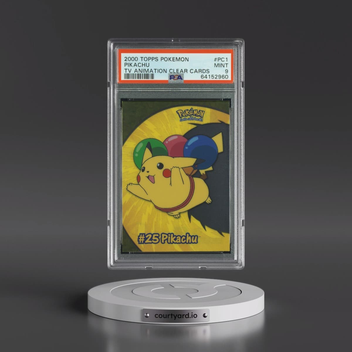 2000 Topps Pokémon TV Animation Clear Cards #PC1 Pikachu (PSA 9 MINT)