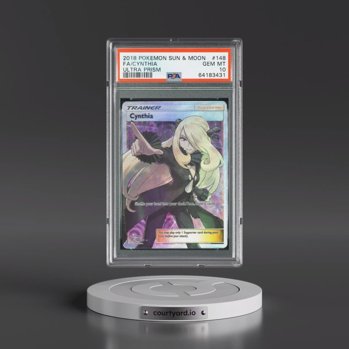 2018 Pokémon Sun & Moon Ultra Prism #148 Cynthia - Full Art (PSA 10 GEM MINT)
