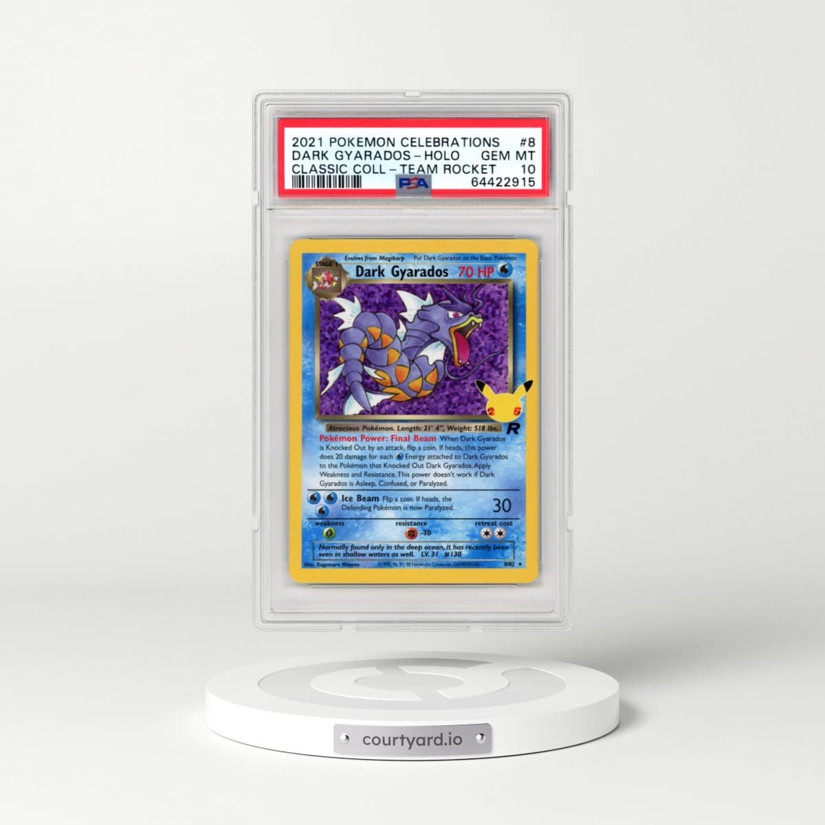 2021 Pokémon Celebrations Classic Collection #8 Dark Gyarados - Holo (PSA 10 GEM MINT)