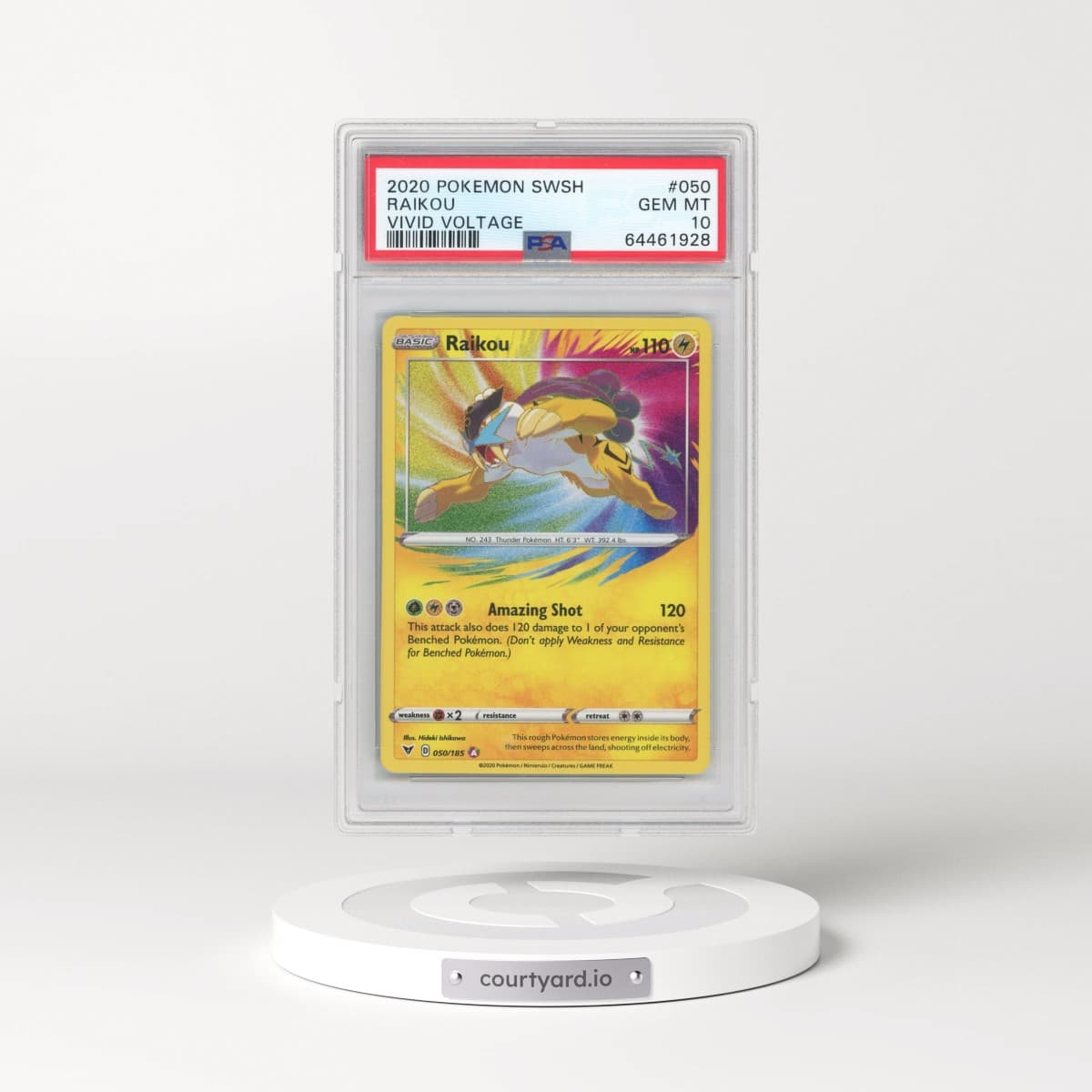 2020 Pokémon Sword & Shield Vivid Voltage #050 Raikou (PSA 10 GEM MINT)