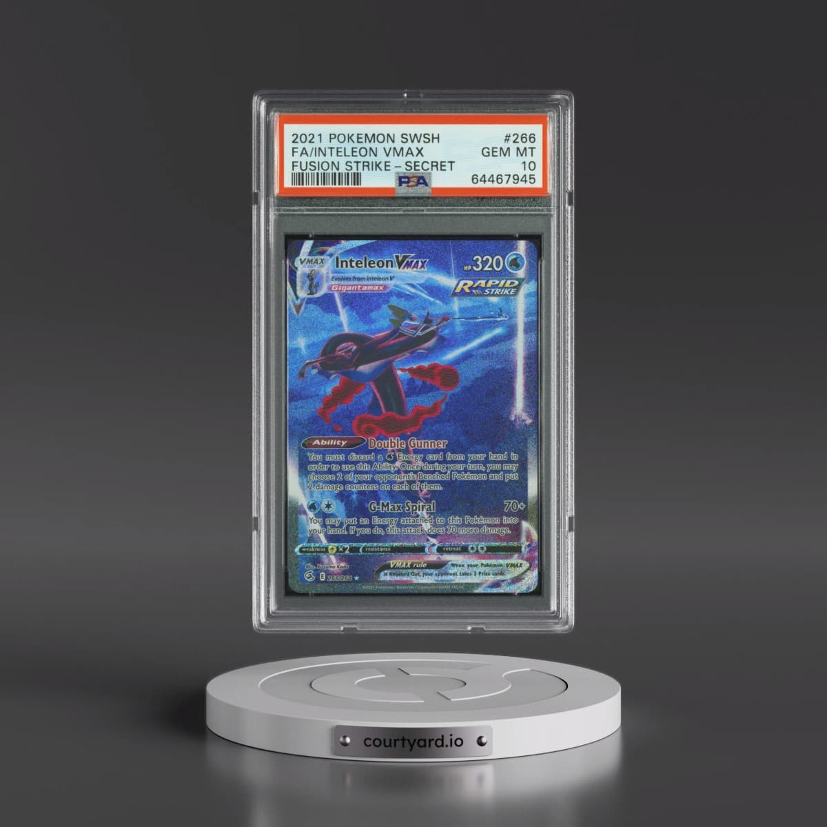 2021 Pokémon Sword & Shield Fusion Strike #266 Inteleon Vmax - Full Art Secret (PSA 10 GEM MINT)