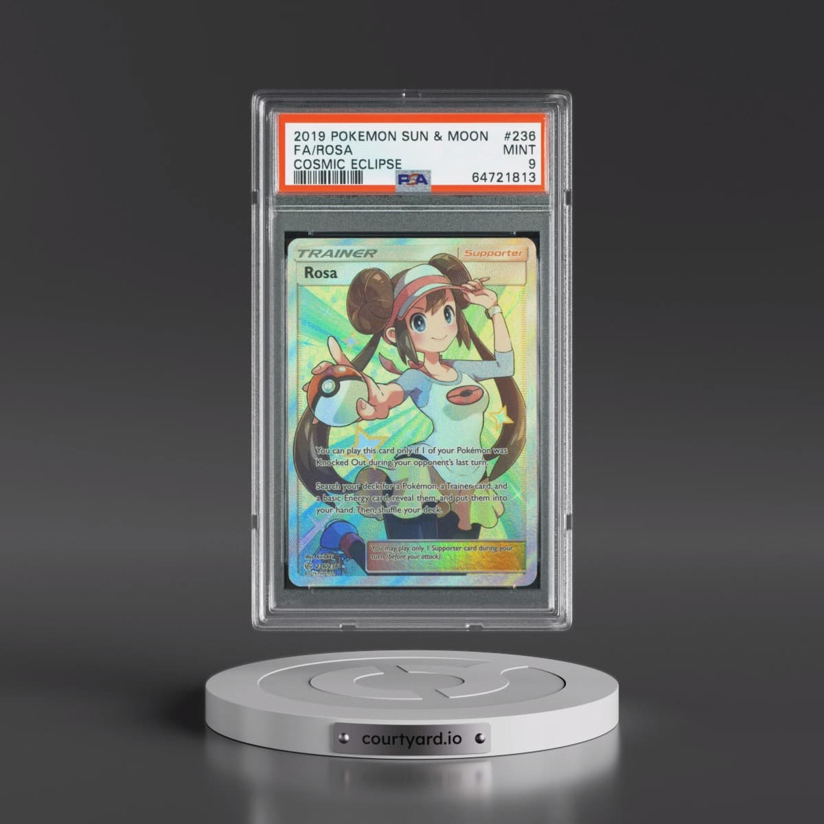 2019 Pokémon Sun & Moon Cosmic Eclipse #236 Rosa - Full Art (PSA 9 MINT)