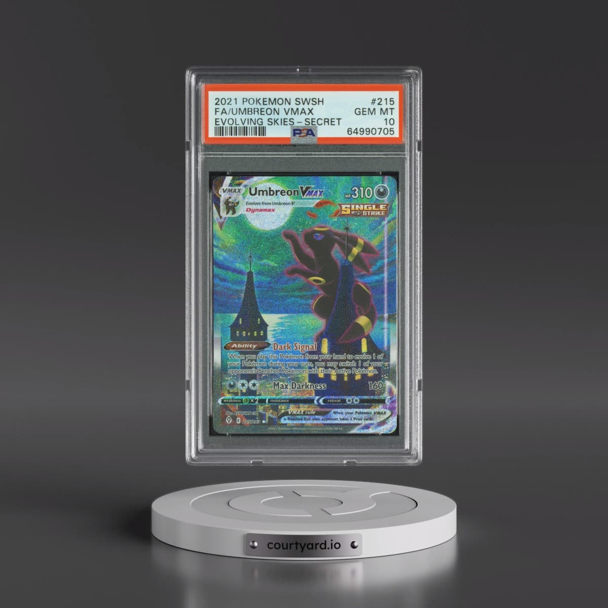 2021 Pokémon Sword & Shield Evolving Skies #215 Umbreon Vmax - Full Art Secret (PSA 10 GEM MINT)