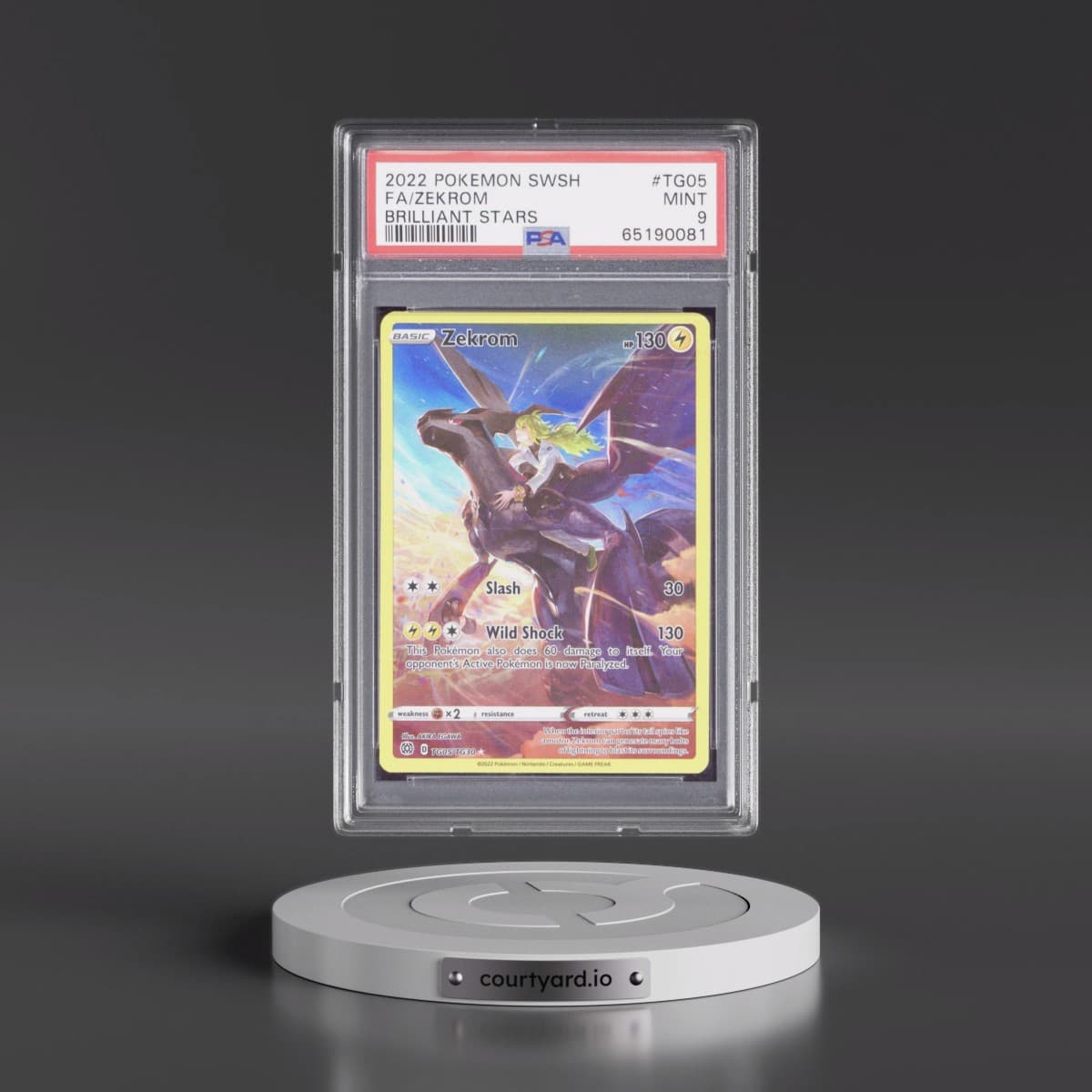 2022 Pokémon Sword & Shield Brilliant Stars #TG05 Zekrom - Full Art (PSA 9 MINT)