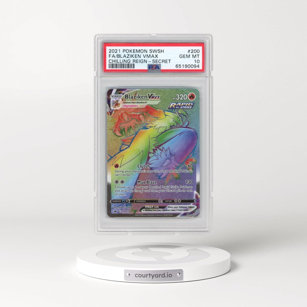 2021 Pokémon Sword & Shield Chilling Reign #200 Blaziken Vmax - Full Art Secret (PSA 10 GEM MINT)