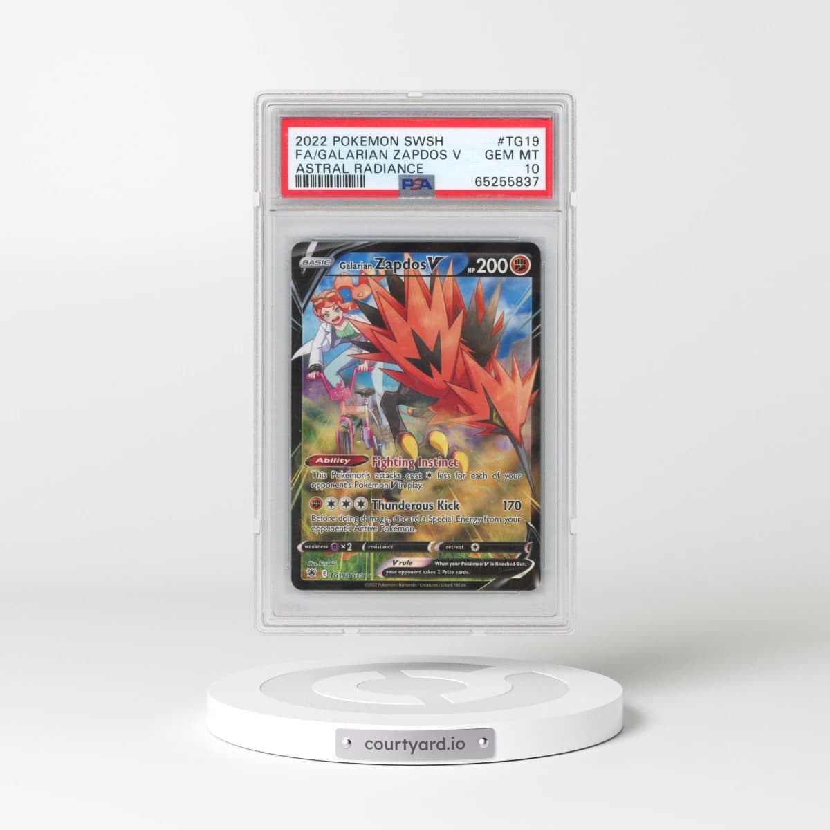 2022 Pokémon Sword & Shield Astral Radiance #TG19 Galarian Zapdos V - Holo Full Art (PSA 10 GEM MINT)