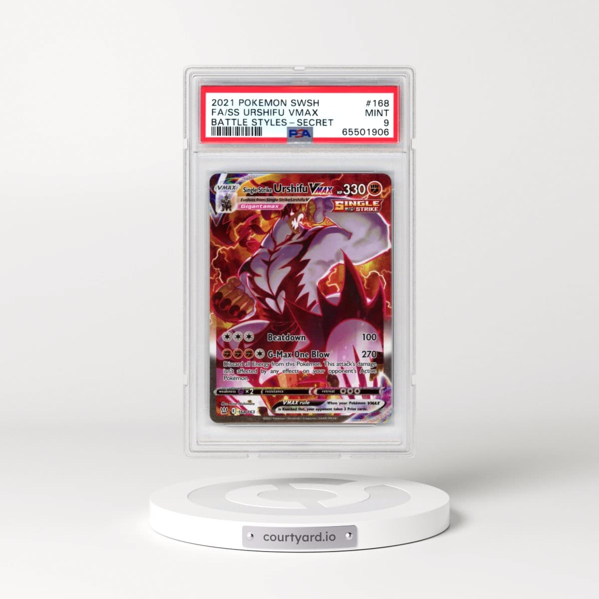 2021 Pokémon Sword & Shield Battle Styles #168 Single Strike Urshifu Vmax - Full Art Secret (PSA 9 MINT)