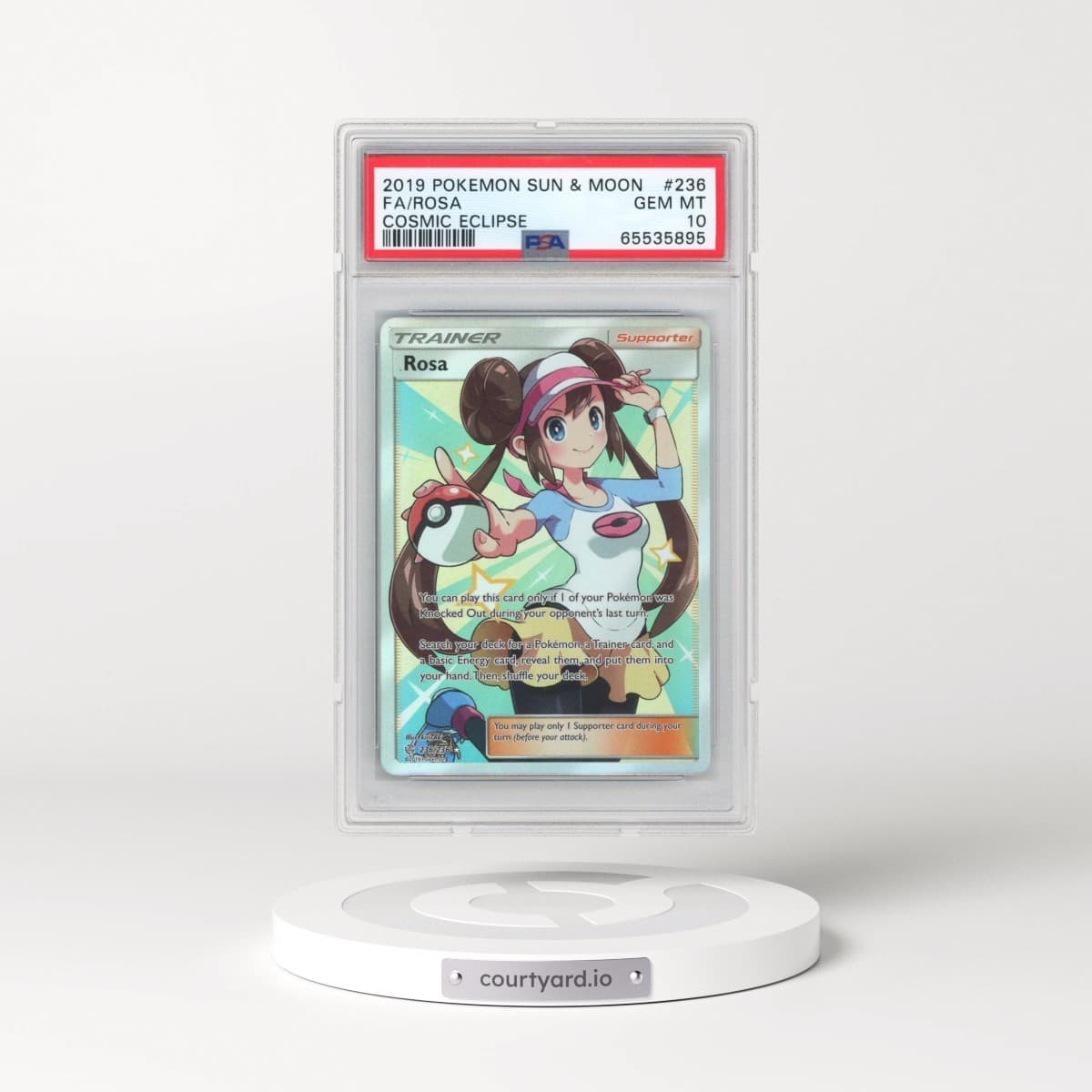 2019 Pokémon Sun & Moon Cosmic Eclipse #236 Rosa - Full Art (PSA 10 GEM MINT)