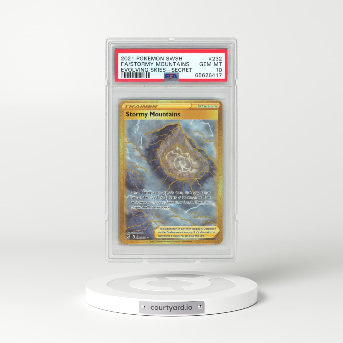 2021 Pokémon Sword & Shield Evolving Skies #232 Stormy Mountains - Full Art Secret (PSA 10 GEM MINT)