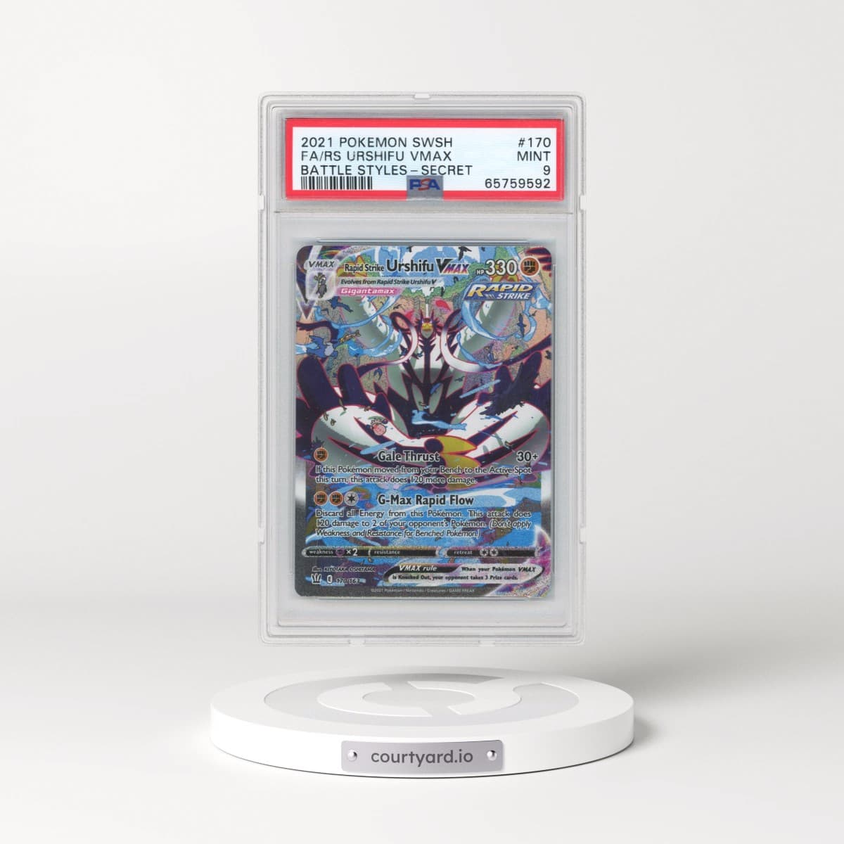 2021 Pokémon Sword & Shield Battle Styles #170 Rapid Strike Urshifu Vmax - Full Art Secret (PSA 9 MINT)