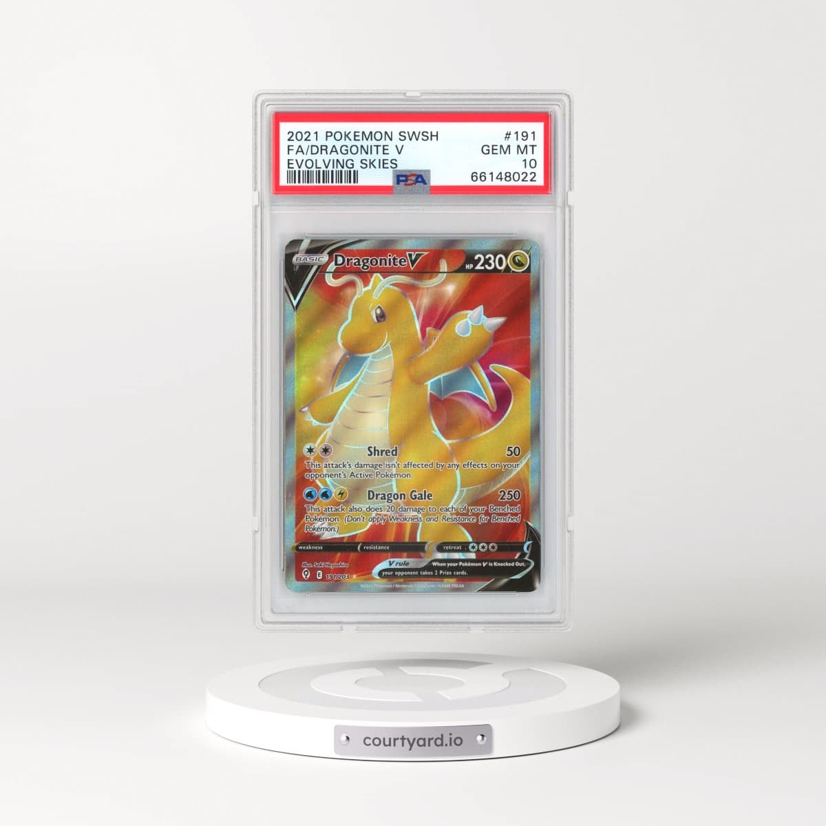 2021 Evolving Skies #191 Dragonite V - Full Art Holo (PSA 10 GEM MINT)
