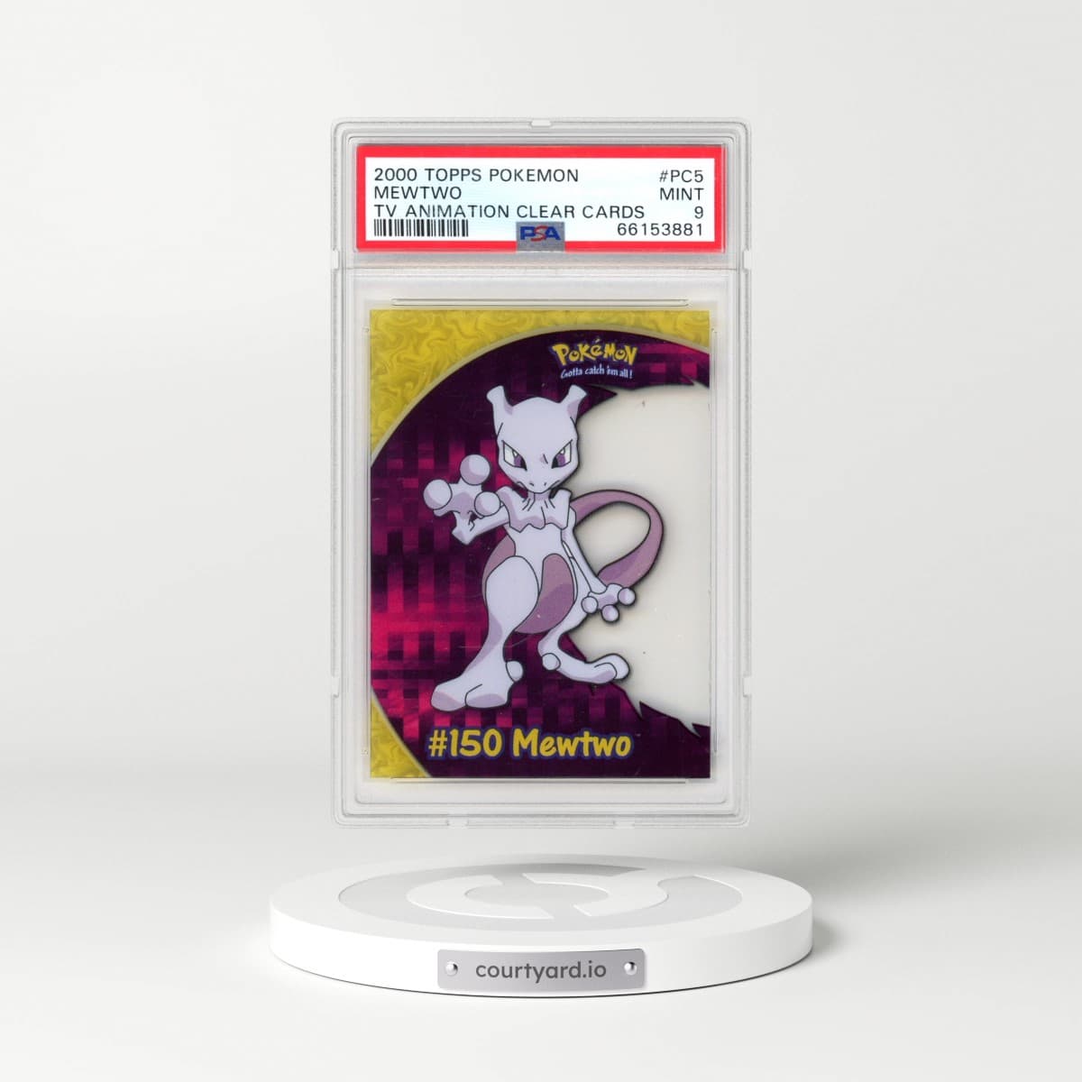 2000 Topps Pokémon TV Animation Clear Cards #PC5 Mewtwo (PSA 9 MINT)
