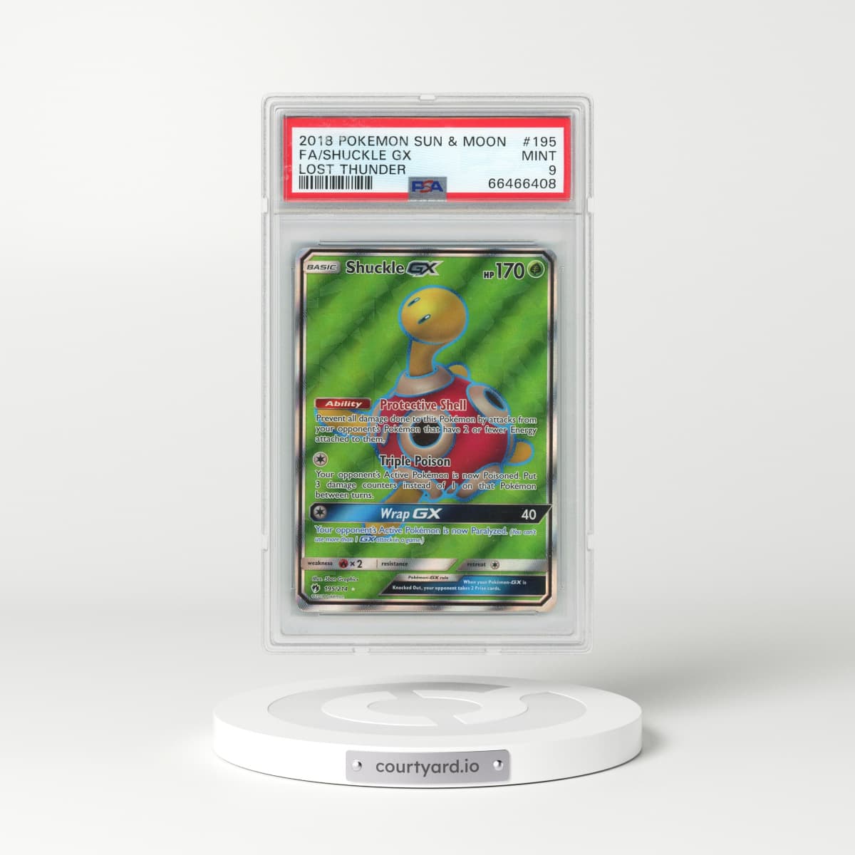 2018 Pokémon Sun & Moon Lost Thunder #195 Shuckle GX - Holo Full Art (PSA 9 MINT)