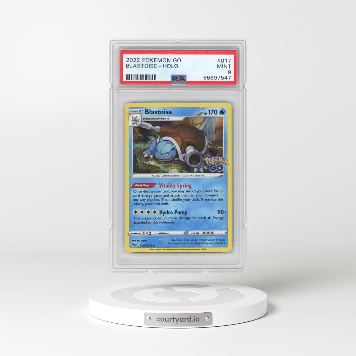 2022 Pokémon Go #017 Blastoise - Holo (PSA 9 MINT)
